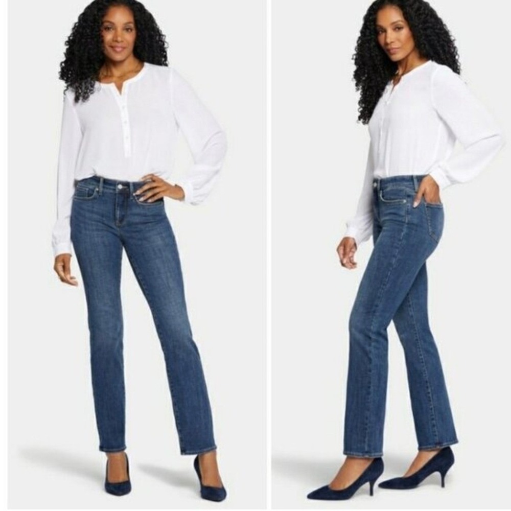 NYDJ Relaxed Straight Jeans Women Size 2 Dark Wash NEW Lift Tuck Higher Rise